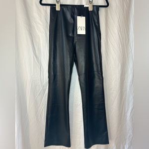 Zara Vegan Leather High Rise Leggings with Zipper Hip